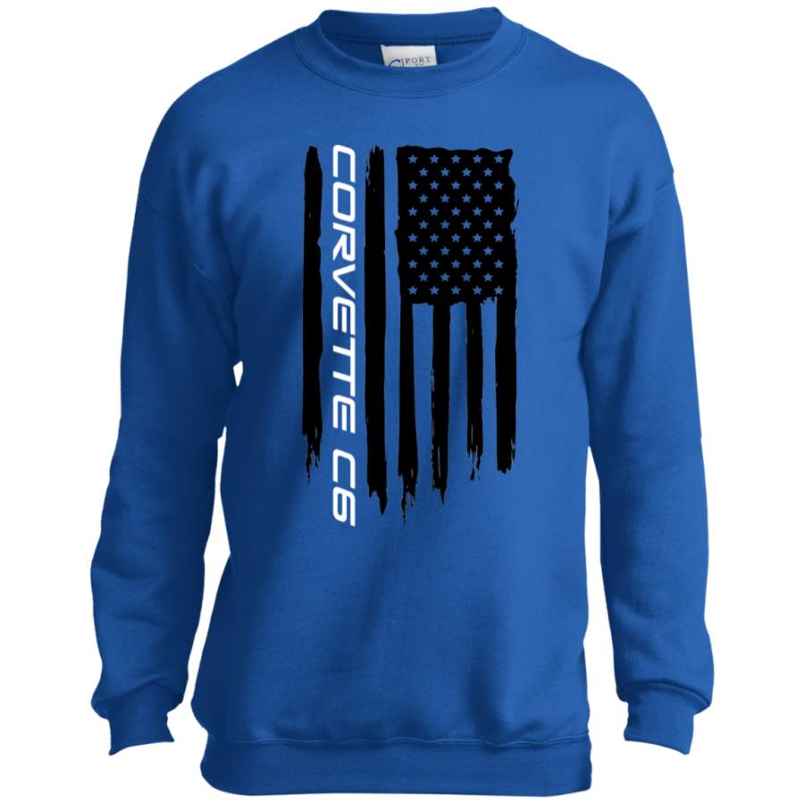 Youth Corvette C6 American Flag Crewneck Sweatshirt