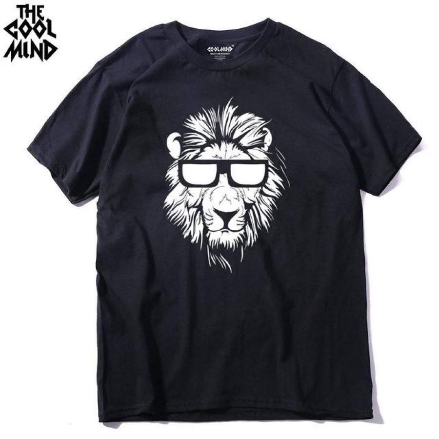 100% cotton short sleeve animal lion printed casual o-neck knitted men T-shirt