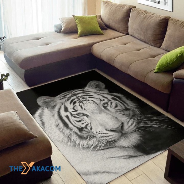 White Bengal Tiger Patterns Rectangle Area Rug Floor Decor