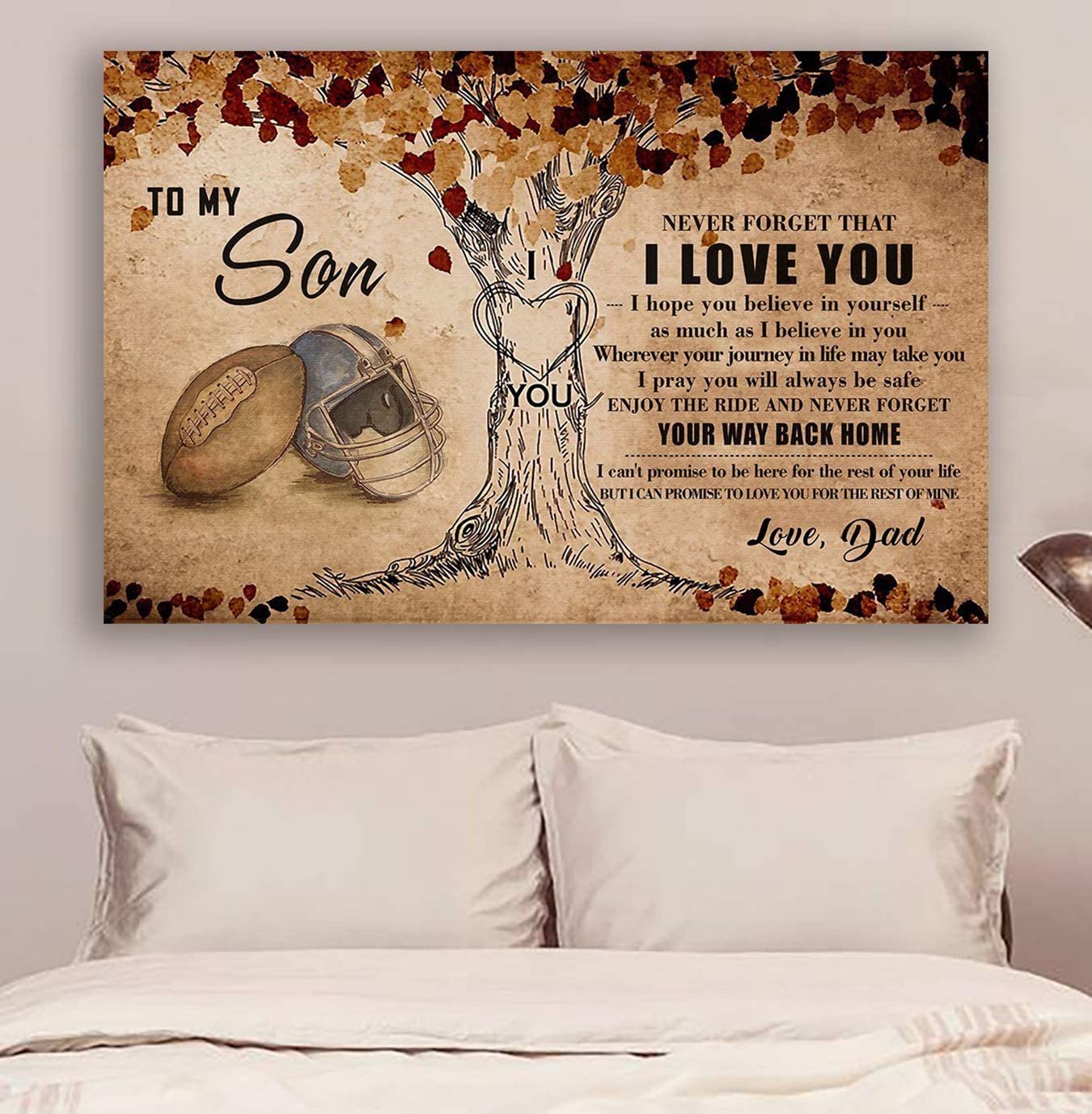 Poster for Room Aesthetic -Command Strips Wall Decor – Cv852 Lda American Football Poster – Dad to Son – Never Forget That