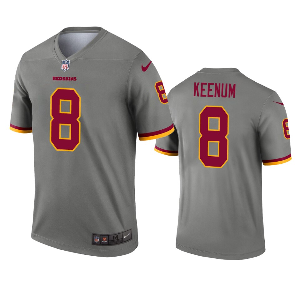 Washington Redskins Case Keenum Gray Inverted Legend Jersey