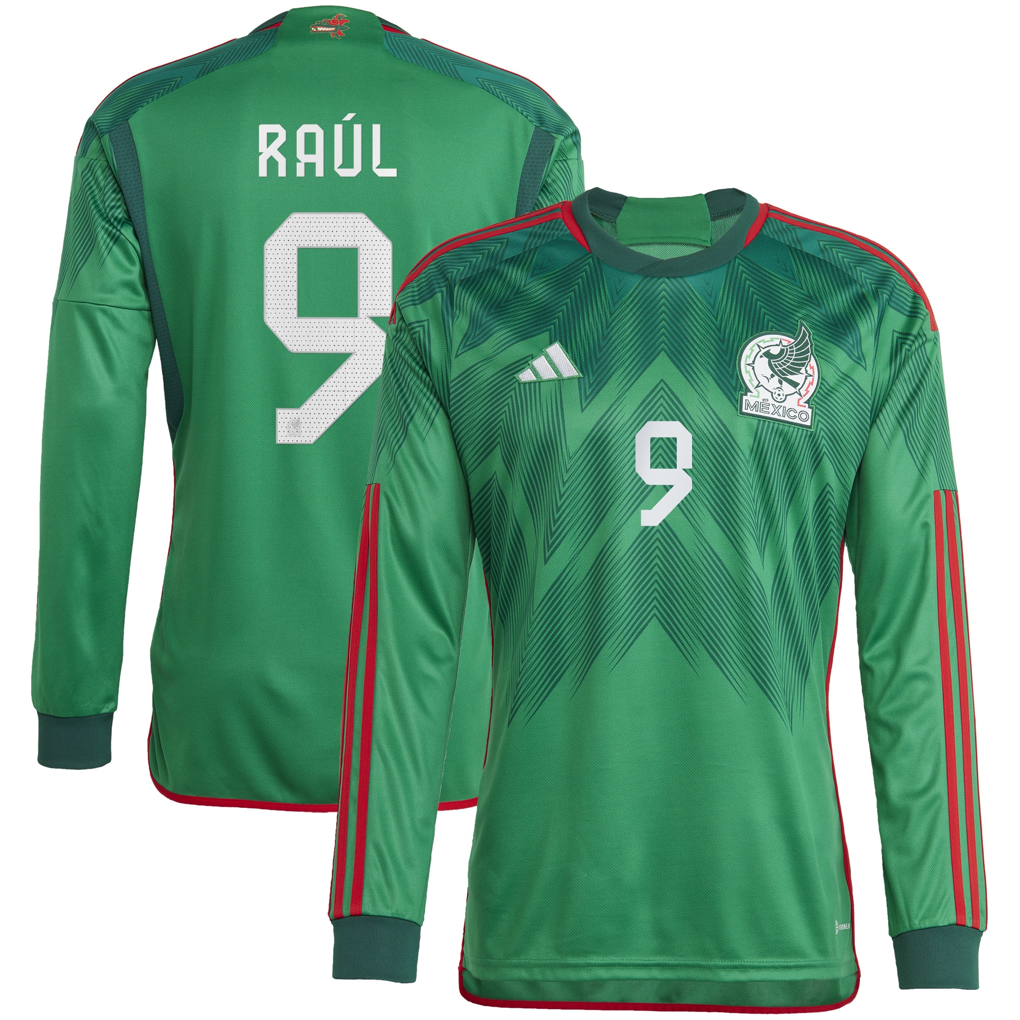 Raul Jimenez Mexico National Team 2022/23 Home Replica Long Sleeve Jersey – Green