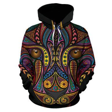 3D Camping Hoodie Psychedelic Leopard Full Size