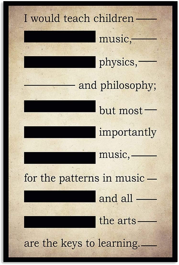 Vintage I Would Teach Children Music Physics And Philosoph Poster Art Print      Home Decor Gift For Men Women Family Friend On Birthday Xmas