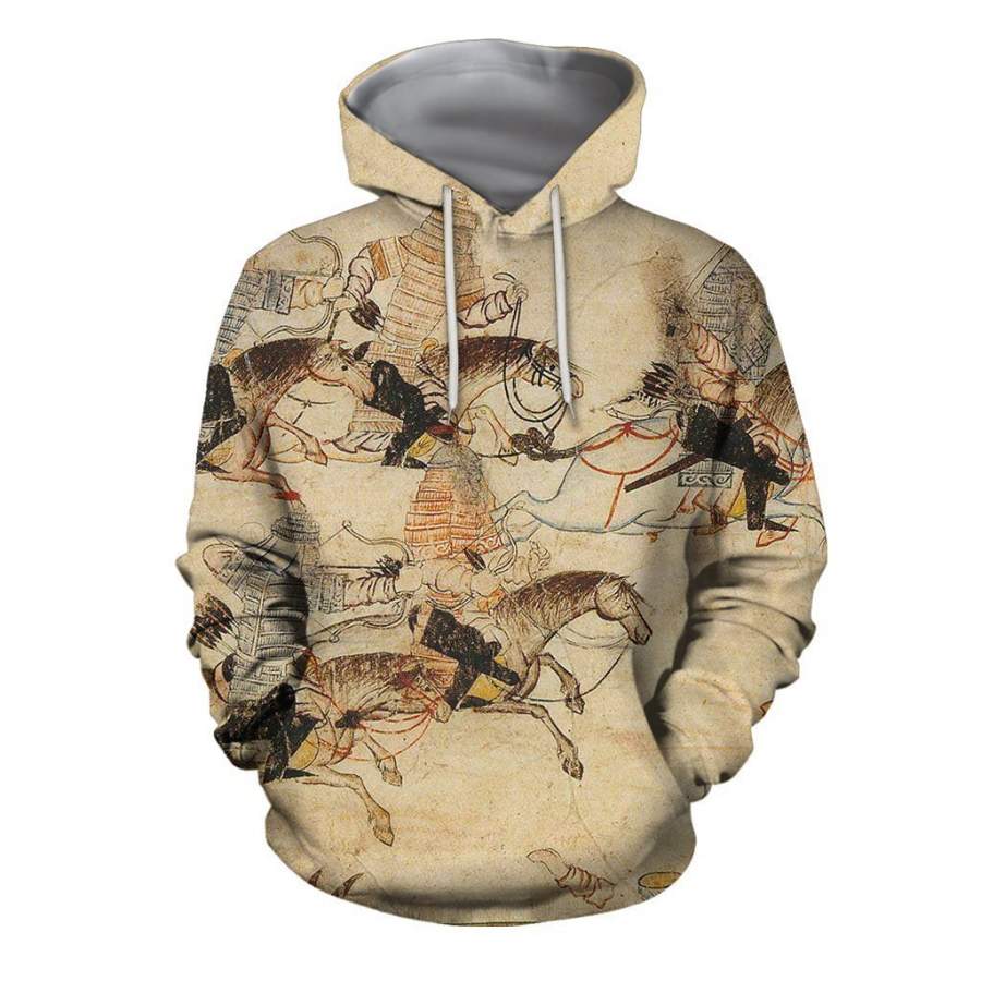 3D All Over Print Mongol Warriors Art Hoodie