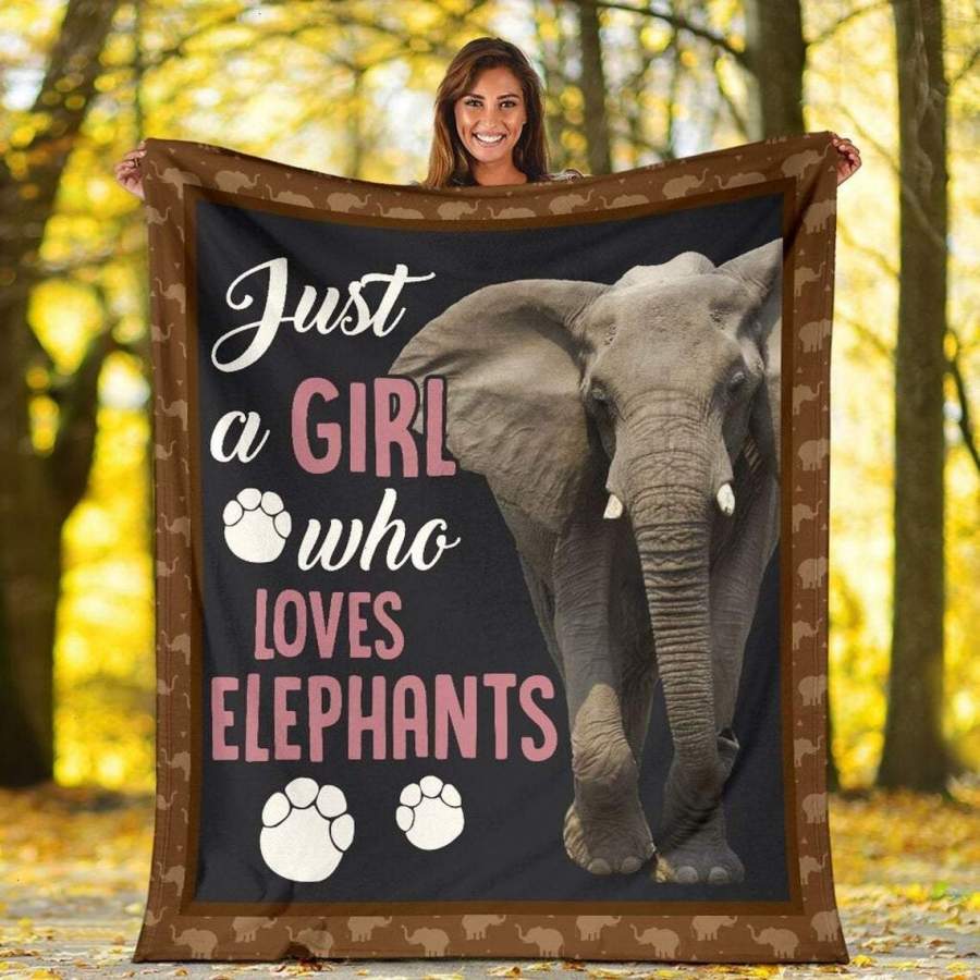 Elephant 3D just a girl who loved cozy plush fleece blanket gift for mom