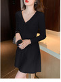 Autumn Winter New Women’s Elegant White V-neck Knitting Dress Long Sleeve Slim Night Club Party Dress Spring 2023 alx