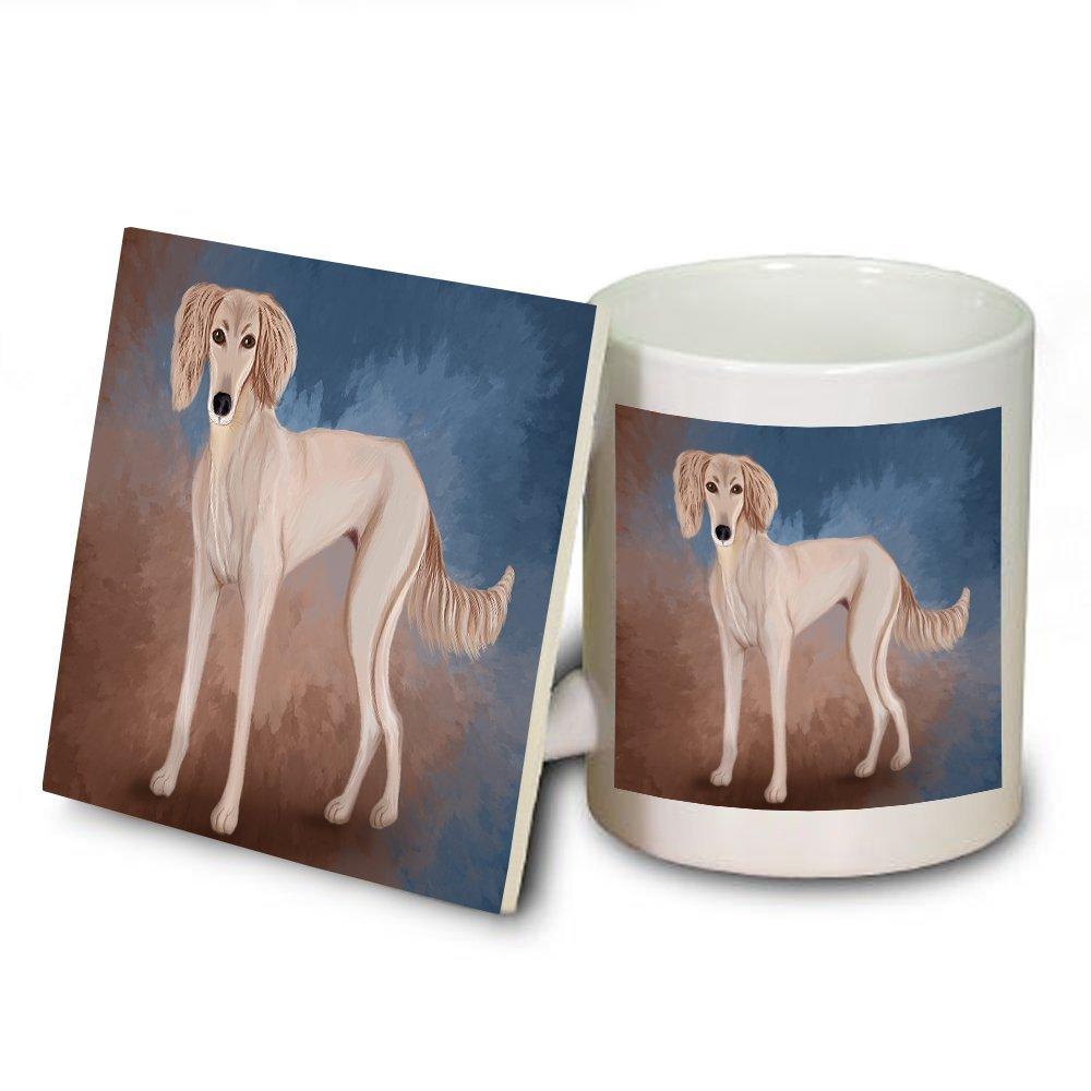 Saluki Puppy Dog Mug And Coaster Set