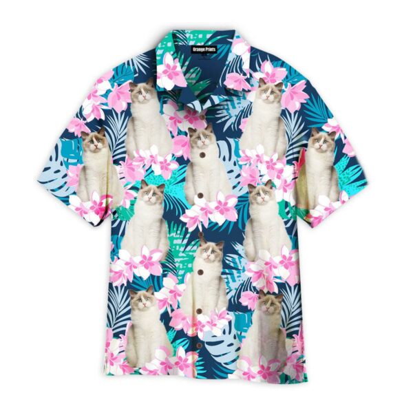 Happy Cat And Beautiful Flower Tropical Pattern Hawaii Shirt For Men Women Ha86336