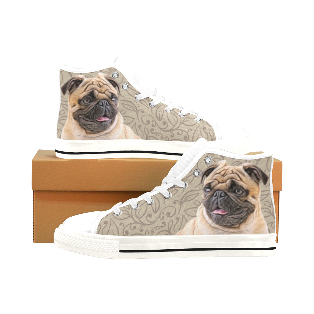 Pug Lover White Men’s Classic High Top Canvas Shoes /Large Size