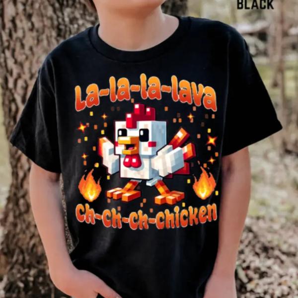 Youth and adult Lava Chicken Movie Shirt, Boy Funny Shirt, Funny Riding Chicken Shirt, Cute Gaming Shirt Casual Cotton Lightweight Shirt, toddler youth shirt, kids clothing, birthday gift, summer tee, Family trip