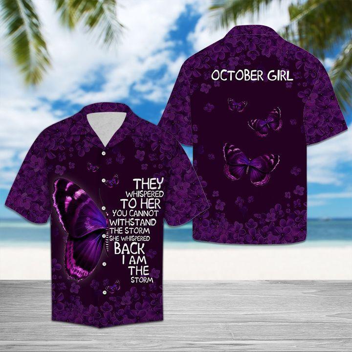 Butterfly And October Girl Hawaii Shirt Ha18176