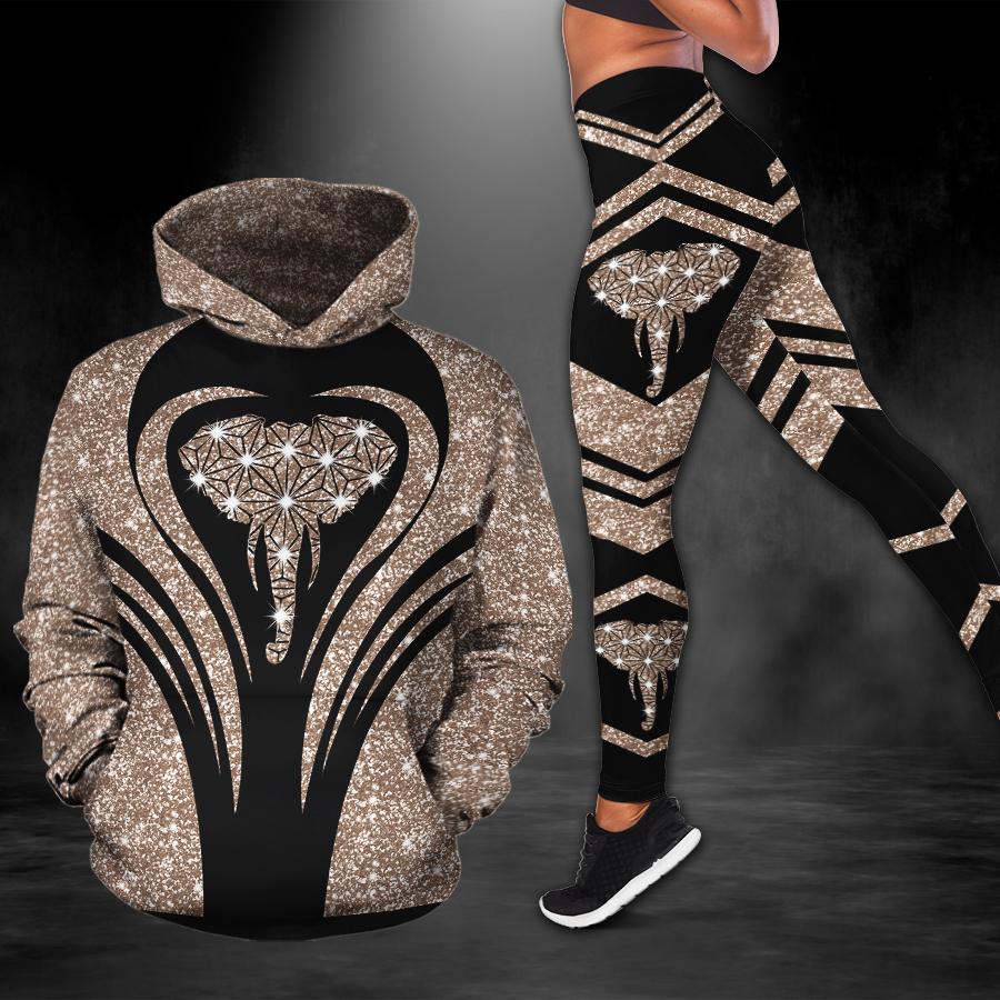 Gold Elephant Twinkle Combo Hoodie & Legging