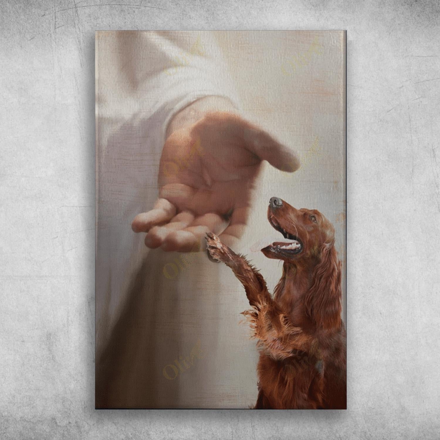 God Hand With Irish Setter Dog Poster Print, Canvas Print, Canvas Wall Art, Canvas And Poster Wall Decor