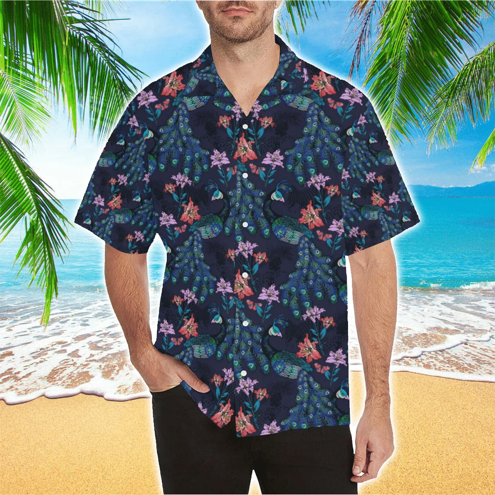 Peacock Hawaii Button Up Shirt Aloha Ha35281