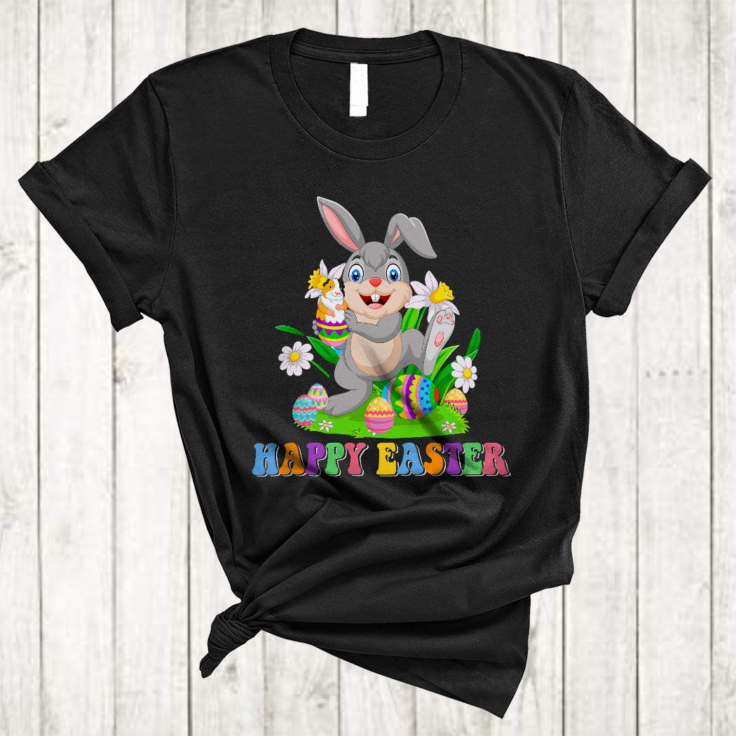 Cute Bunny Holding Guinea Pig Funny Easter Day Egg Hunt Bunny Guinea Pig Lover Gifts T-Shirt