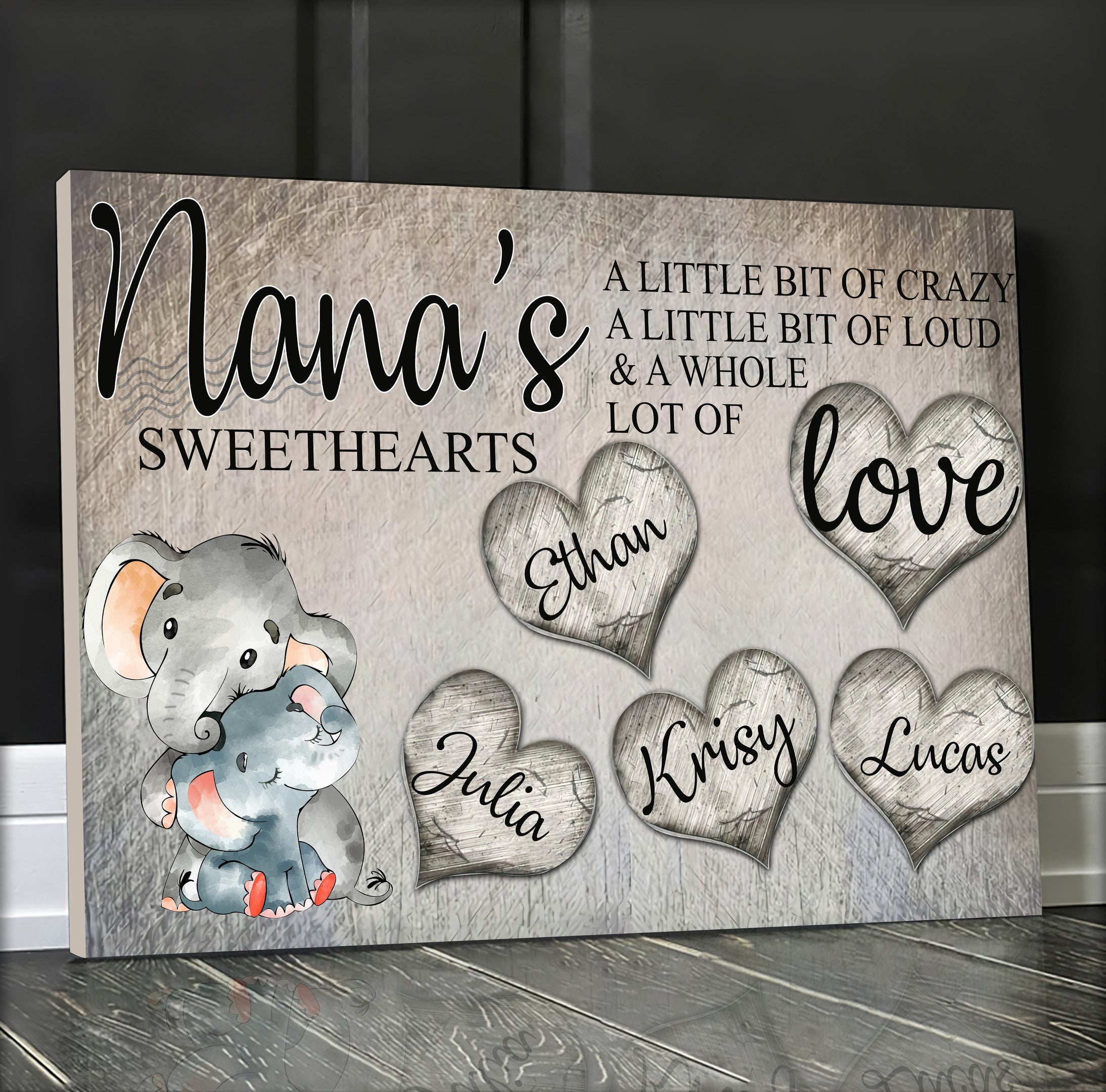 Grandma Elephant Wall Art, A Whole Lot Of Love Wall Art Canvas For Mother’S Day