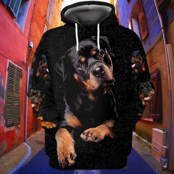 Funny Rottweiler All Over Printed Gift For Dog Lovers Us Unisex Size Hoodie