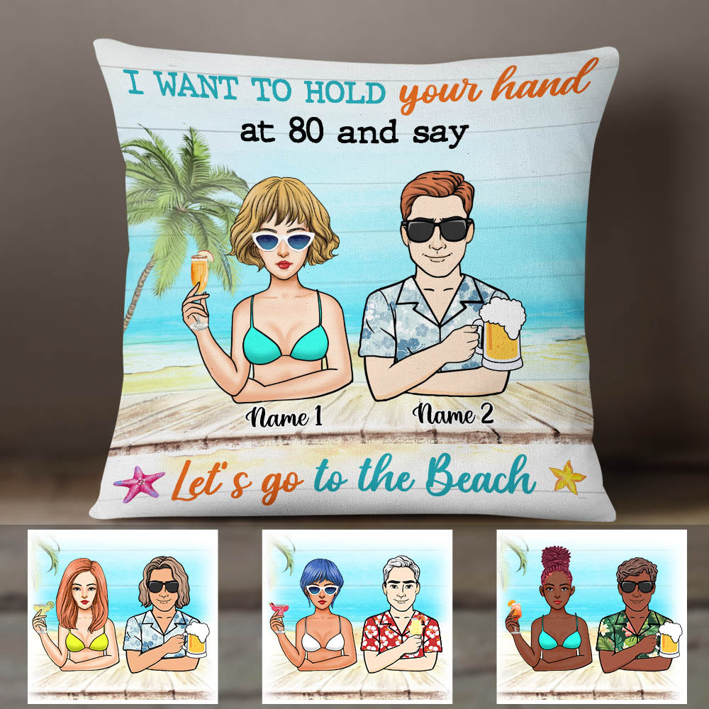 Personalized Summer Beach Couple Pillow Jn153 87O58 (Insert Included)