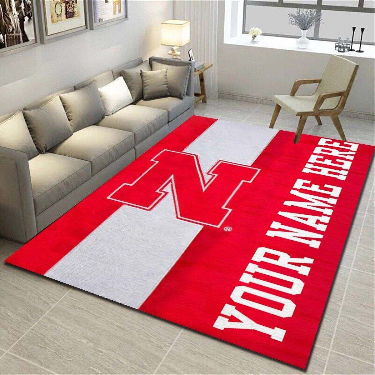 Nebraska Huskers Personalized Area Rugs,Team Living Room Carpet,Customized Floor Mat Home Decor