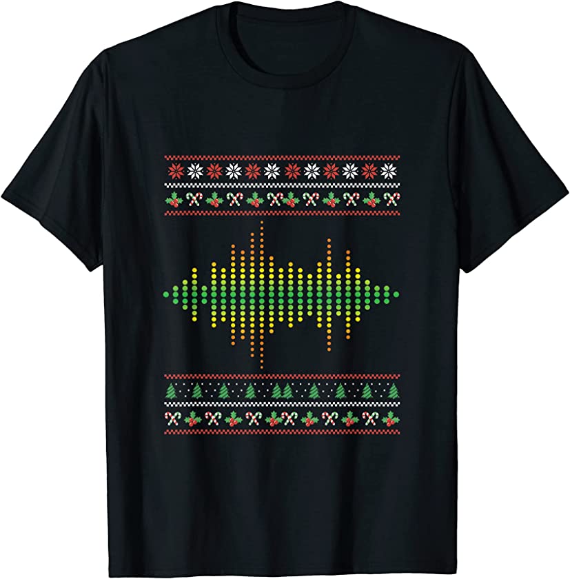 Ugly Christmas Sound Wave DJ Santa Claus New Year Deejay T-Shirt