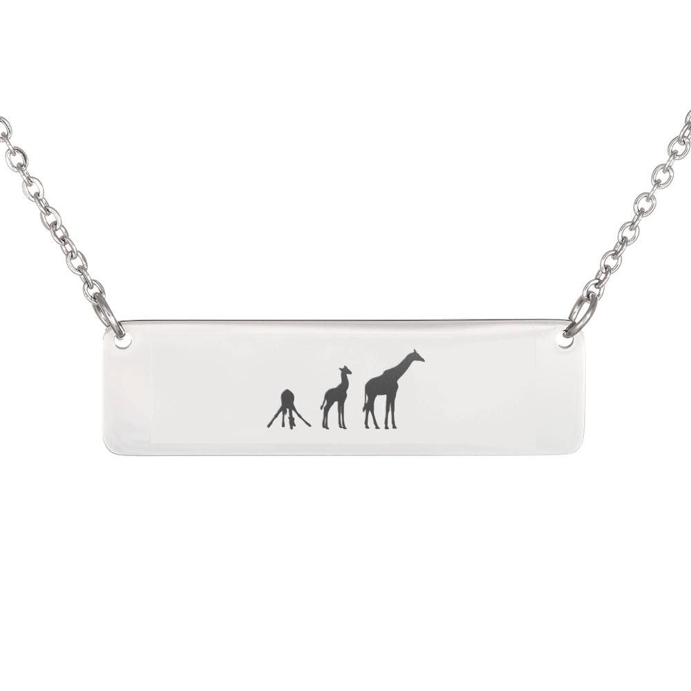 Mama Giraffe With A Two Calves Personalized Necklace