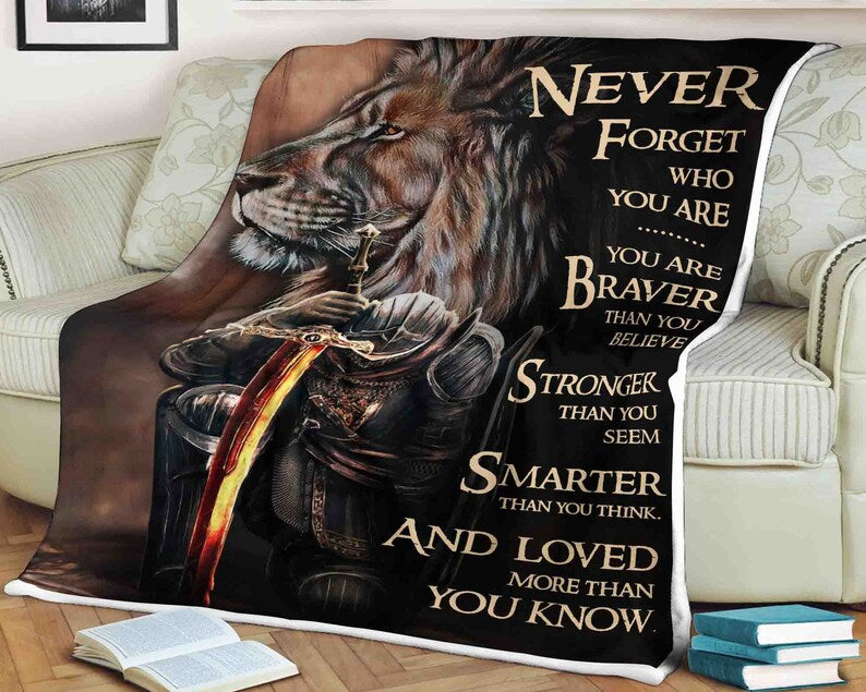 To My Son Never Forget Who You Are Fleece Blanket Animals Gift For Family,Birthday,Daughter,Son,Lion Lovers Gift Home Decor Bedding Couch Sofa Soft And Comfy Cozy