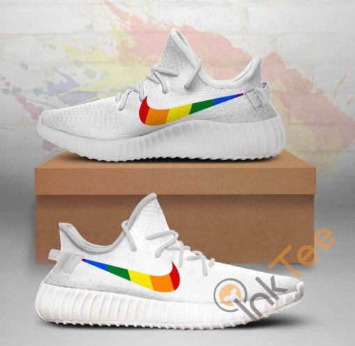 White Lgbt Custom Shoes Personalized Name Yeezy Sneakers