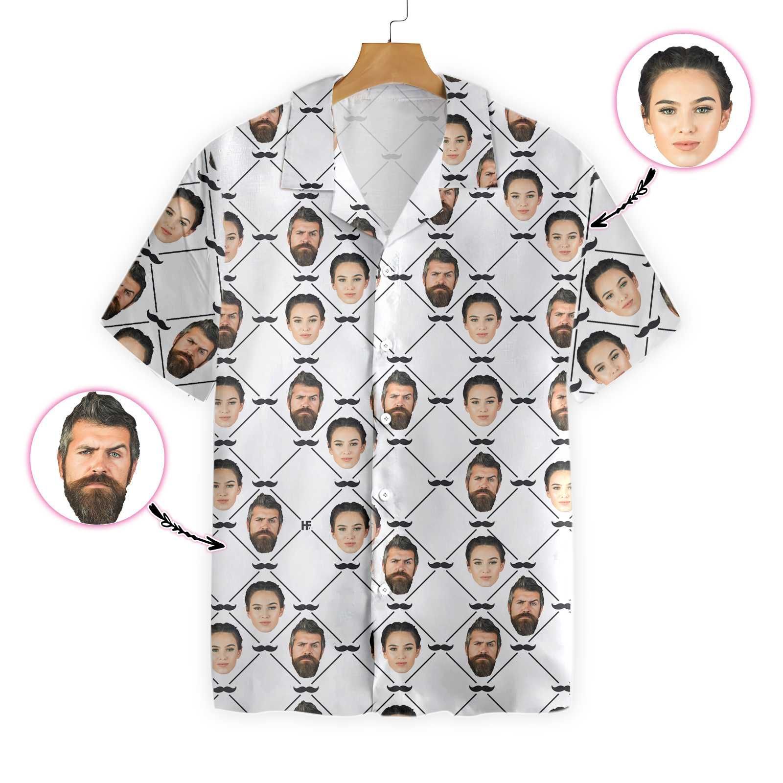 Beard Personalized Couples Face Hawaiian Aloha Shirts H