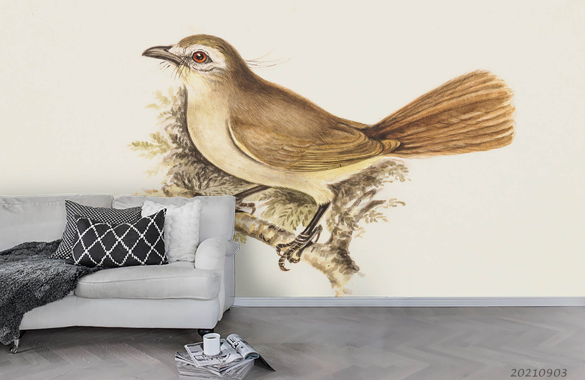 3D Watercolor Animal Bird Branch Wall Mural Wallpaper Lqh 256