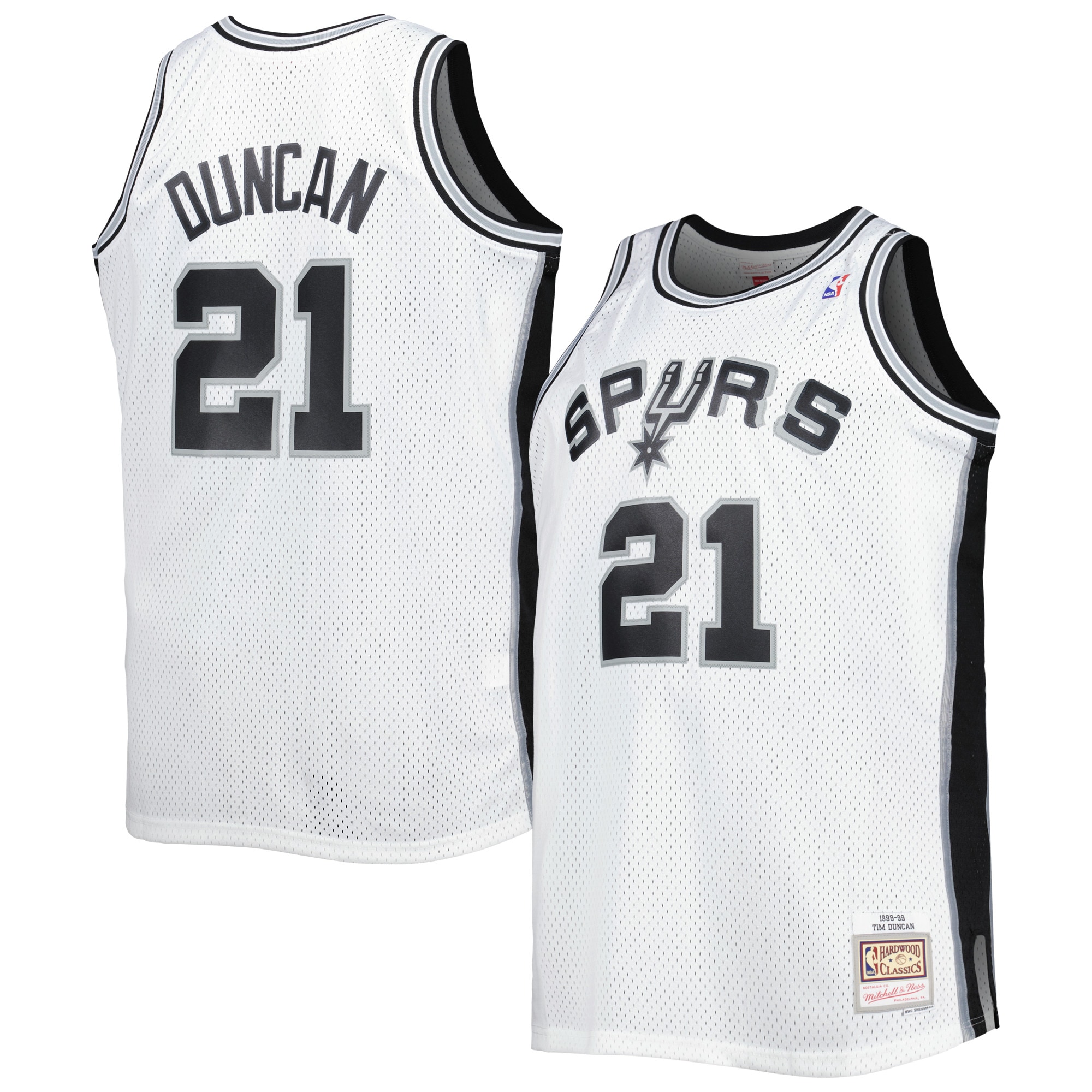 Tim Duncan San Antonio Spurs Mitchell & Ness Big & Tall Hardwood Classics 1998/99 Swingman Jersey – White