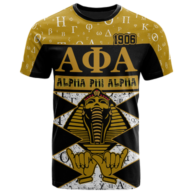 Alpha Phi Alpha T-Shirt – Custom Alpha Phi Alpha Fraternity Greek Alphabet With Hand Sign And Sphinx T-Shirt