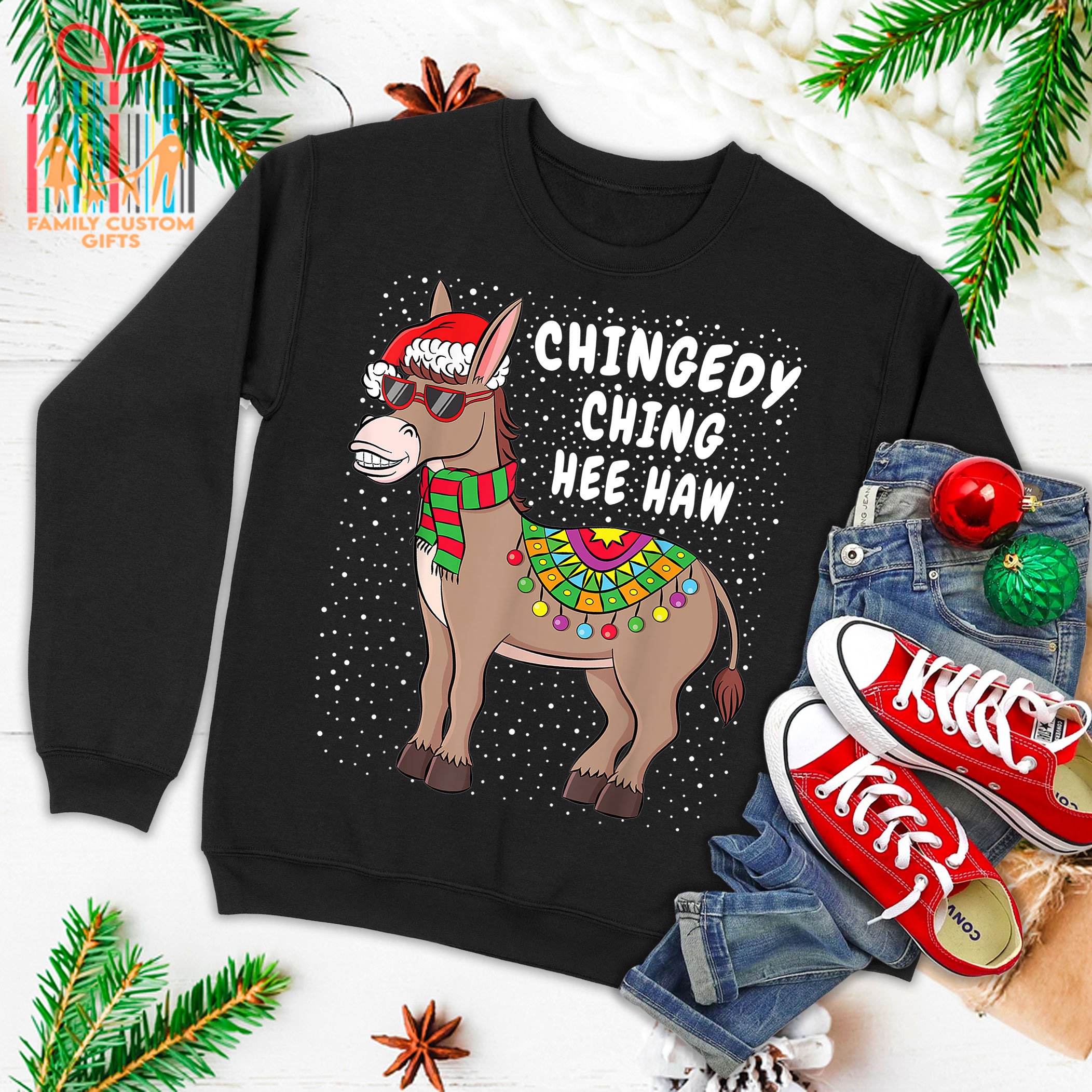 Christmas Donkey T-Shirt Funny American Italian Xmas Gift Ugly Christmas Sweater T-Shirt