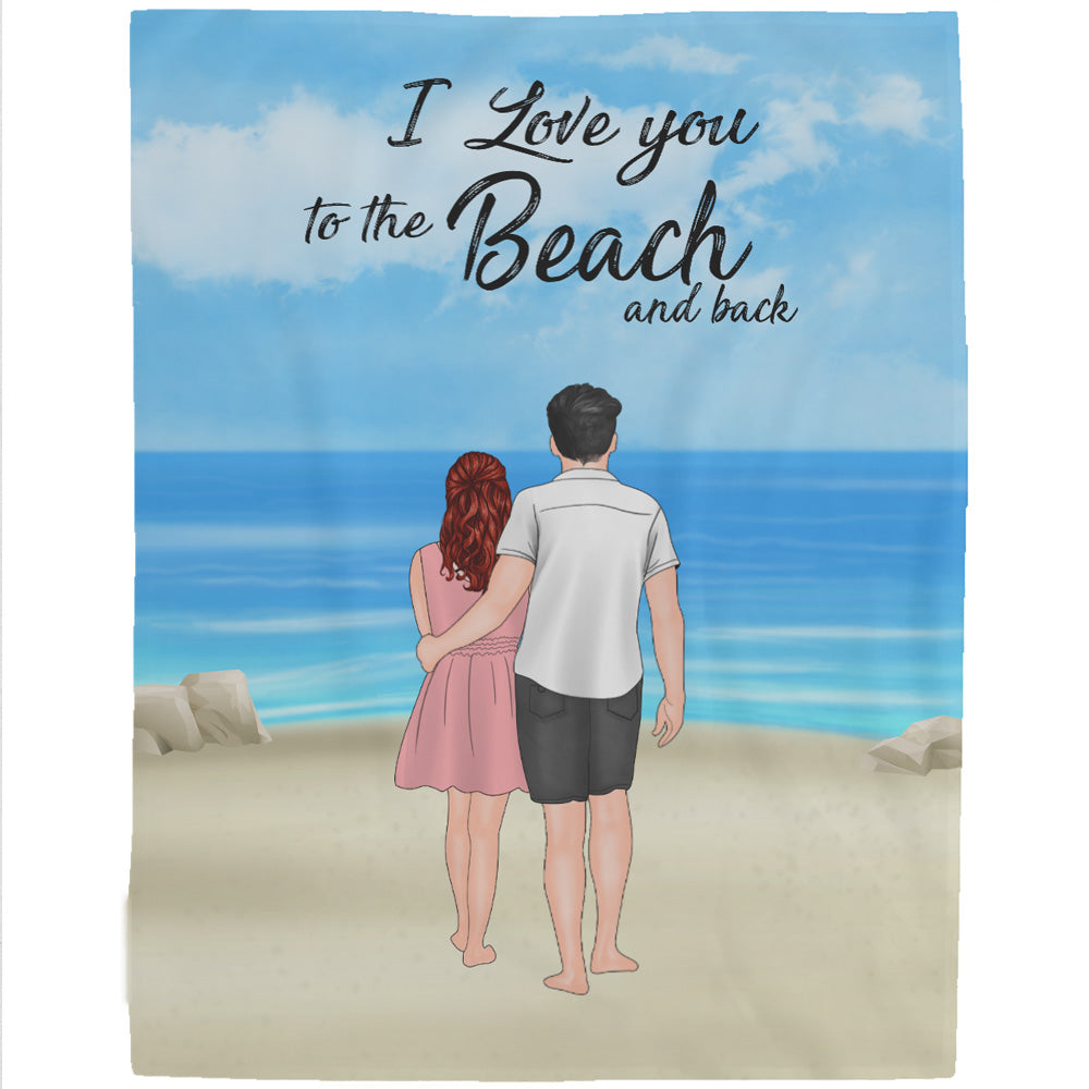 Sweet Couple On Beach Fleece Blanket For Spouse Home Decor Bedding Couch Sofa Soft And Comfy Cozy