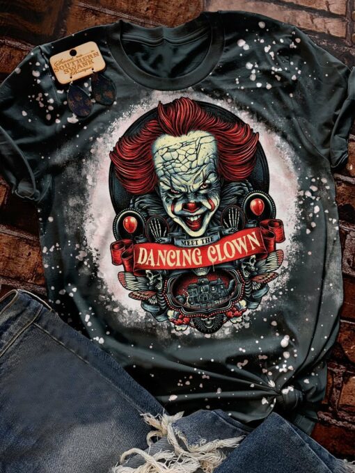 Scary Character Meet The Dancing Clown Halloween 3D All Over Printed T-Shirt For Men And Women, Happy Halloween Day