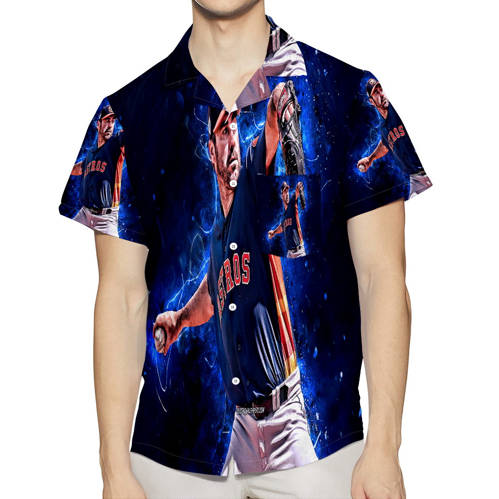 Houston Astros Justin Verlander 3D All Over Print Summer Beach Hawaiian Shirt With Pocket