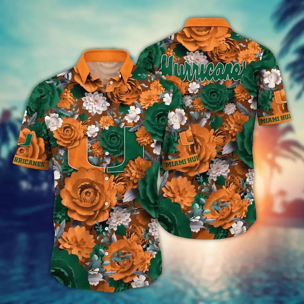 Miami Hurricanes Ncaa Flower Aloha Hawaiian Shirt 4, Ncaa Hawaiian Shirt