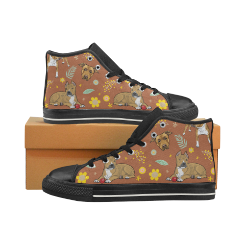 American Staffordshire Terrier Flower Black Women’s Classic High Top Canvas Shoes