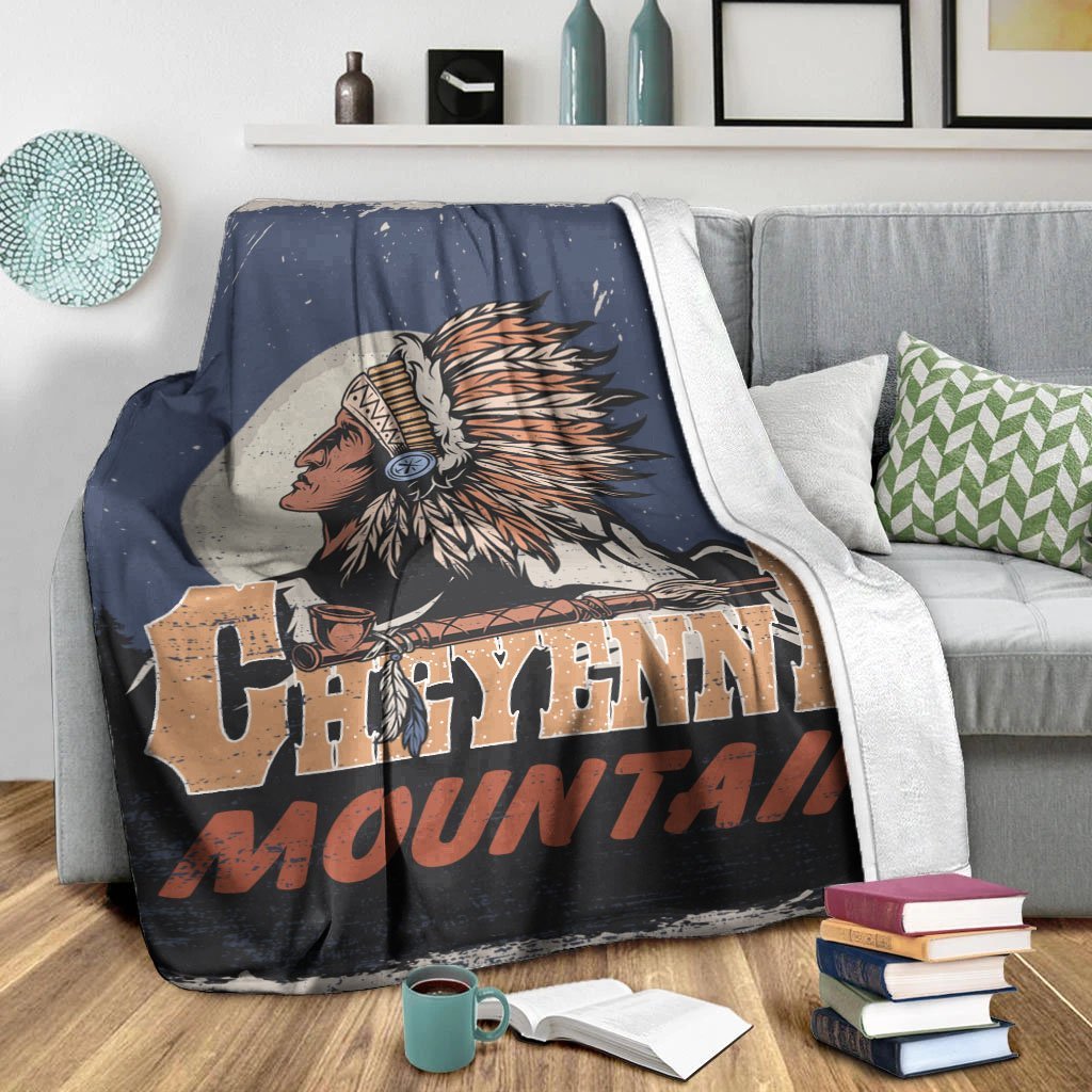 Native American Blanket – Indian Chief With Mountain Fleece Blanket