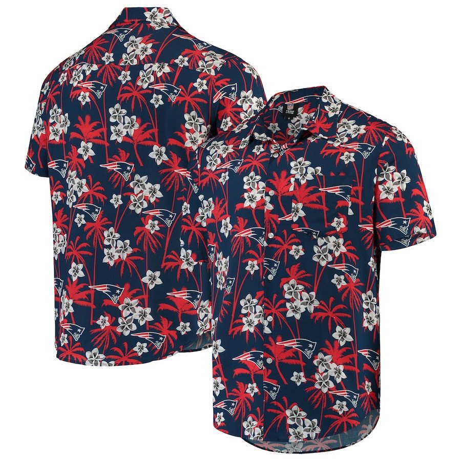 New England Patriots Navy Floral Woven Hawaii Shirt Ha40048