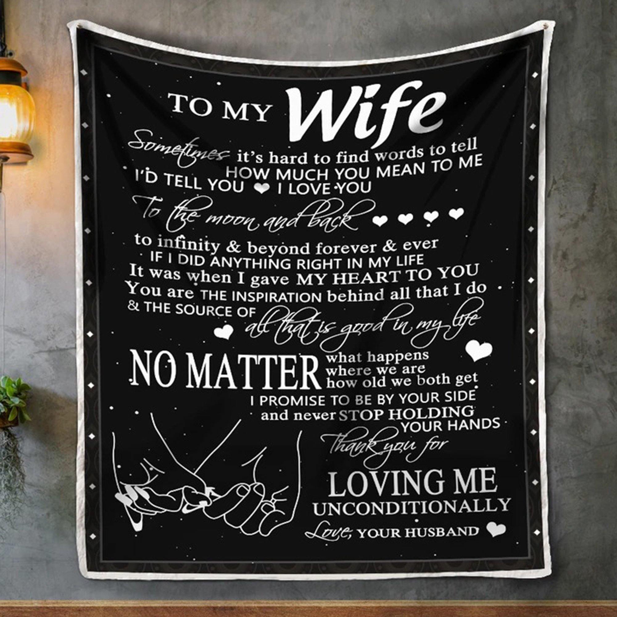 To My Wife Thanks For Loving Me Unconditionally  – Gift For Wife Home Decor Gift For Family – Sherpa Blanket Fleece Blanketx