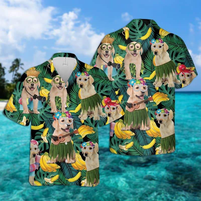 Labrador Hawaii Summer Hawaii Unisex Print Aloha Short Sleeve Casual Shirt Ha63850