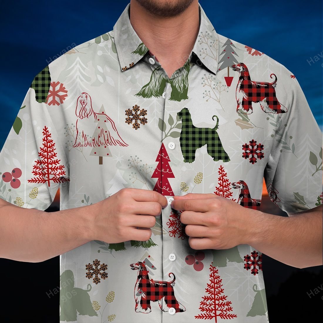 Afghan Hound Hawaiian Shirt Christmas Flannel