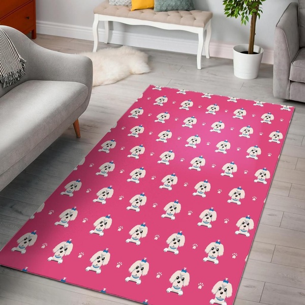 Baby Dog Maltese Puppy Bones Area Rug Home Decor