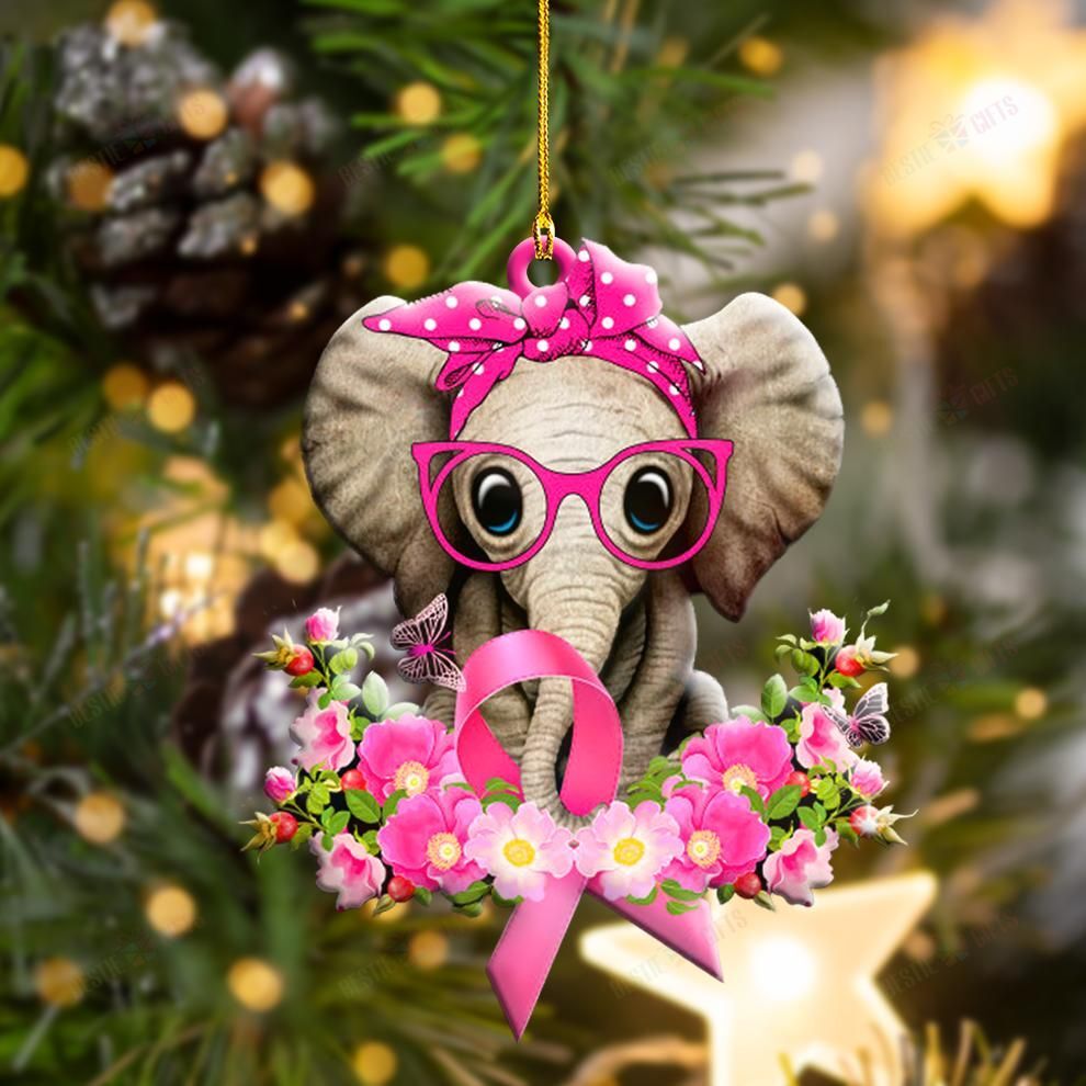 Breast Cancer Elephant Shape Ornament