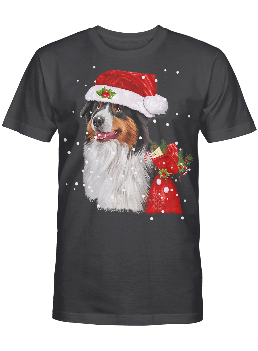 AmazeStyleZ Santa’s Reindeer, Ugly Christmas Sweater, Christmas Gift Ideas, Australian Shepherd Christmas T Shirt Funny Dog Christmas T-Shirt