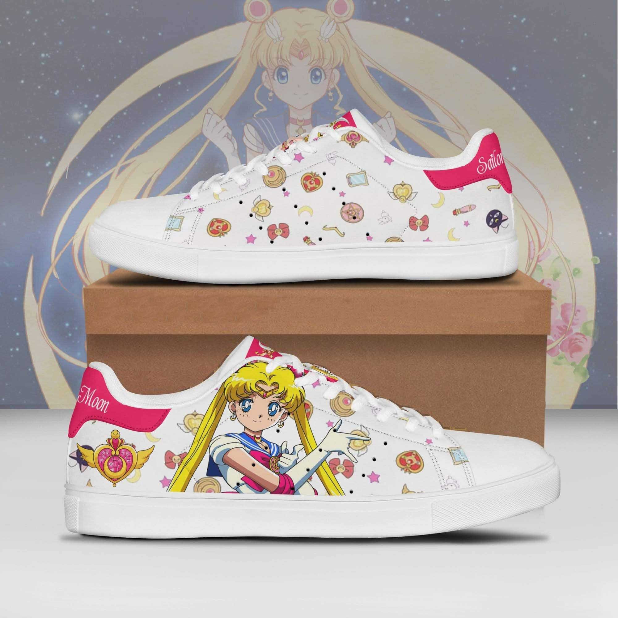 Sailor Moon Anime Series Christmas Gift For Fan Low Top Leather Skate Shoes Sneakers For Man And Women