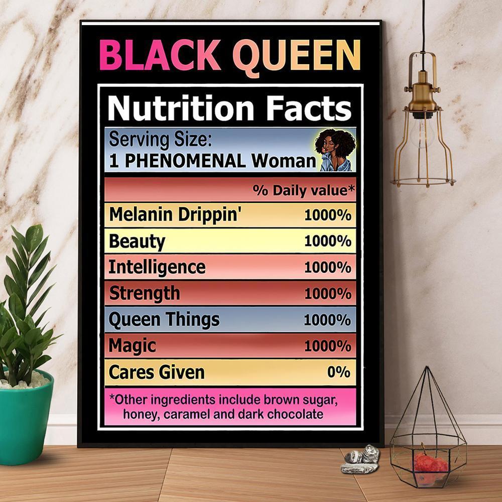 Black Queen Nutrition Facts Satin Poster Portrait No Frame