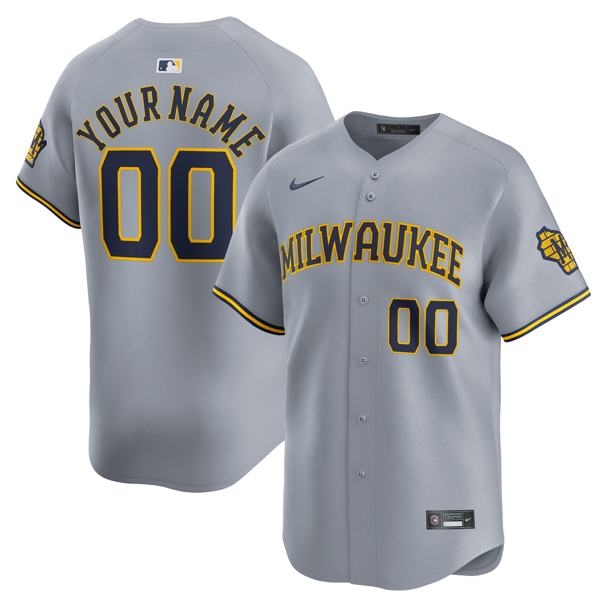 Milwaukee Brewers Away Limited Custom Jersey – Gray