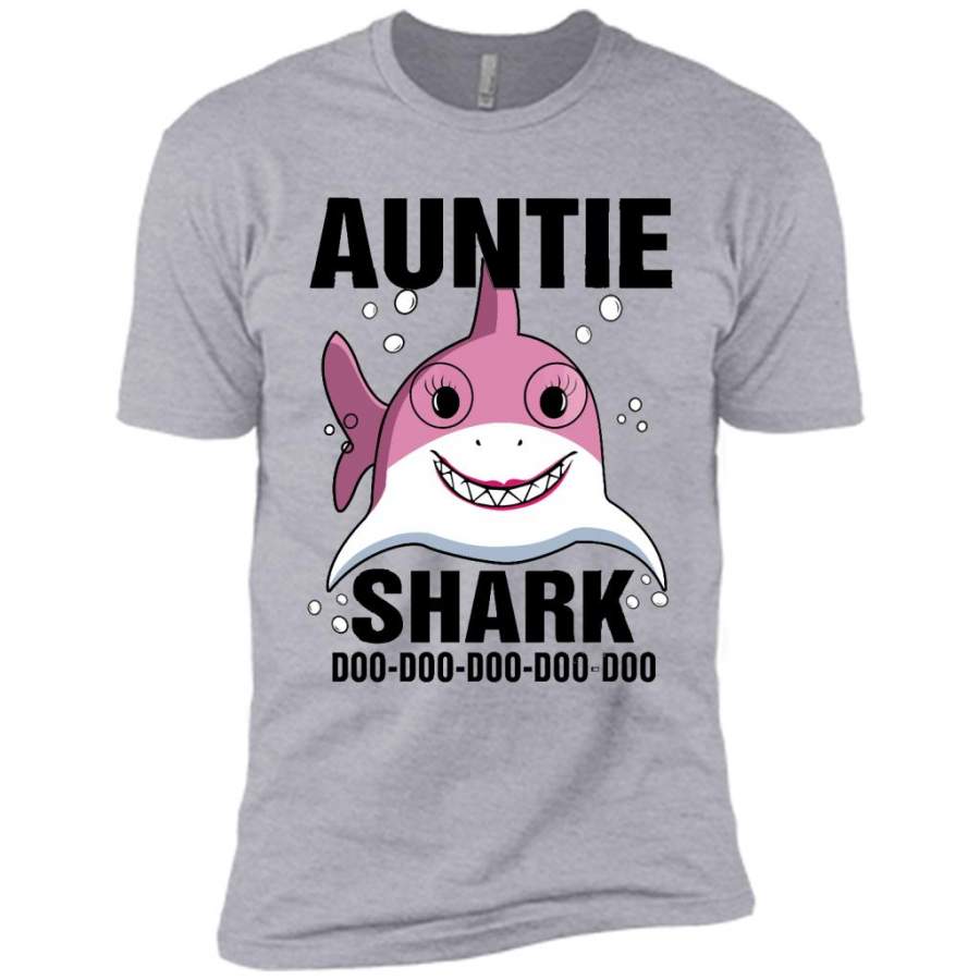 Auntie Shark Doo Doo Doo Doo Doo Doo (w) – Canvas Unisex USA Shirt